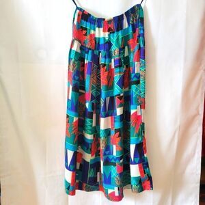 80s Mecca Vintage Colorful Geometric Print Skirt